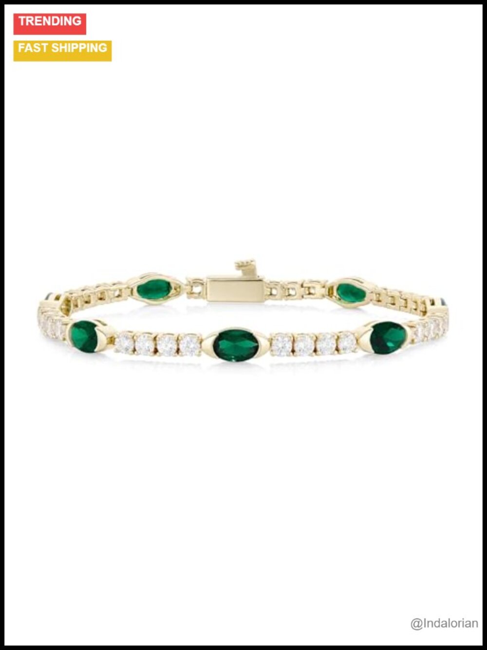 14K Gold Plated Oval Cut Tennis Bracelet for Women Bez